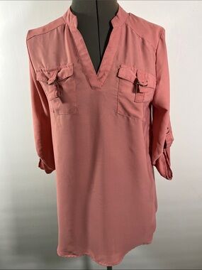 Rue21 Women  Size S Button-Down Tunic Blouse Dusty Rose